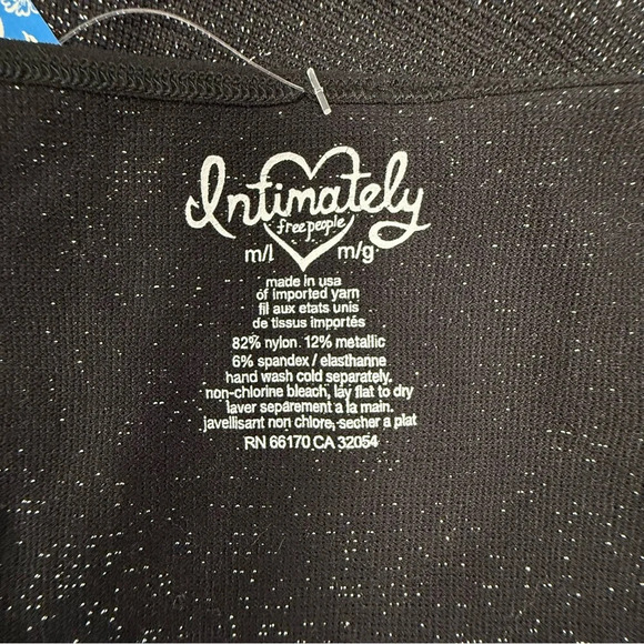 NWT Free People Intimately Mini Slip Dress Black Silver Sparkle Combo Size M/L - Picture 8 of 8